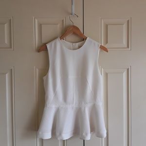Textured Sleeveless White Peplum Top NWOT